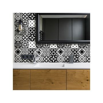 Set 30 autocolante pentru perete Ambiance Decal Tiles Azulejos Rosario, 10 x 10 cm
