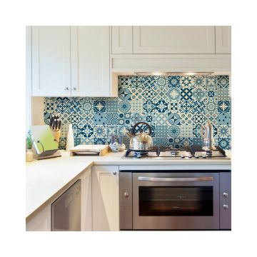 Set 60 autocolante de perete Ambiance Cement Tiles Riana, 10 x 10 cm