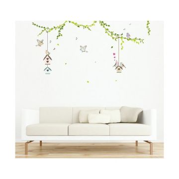 Set autocolante Ambiance Birds cages in the Forest