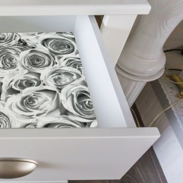 Autocolant Gekkofix Roses White Grey, model trandafiri, gri/alb, 45cmx15m
