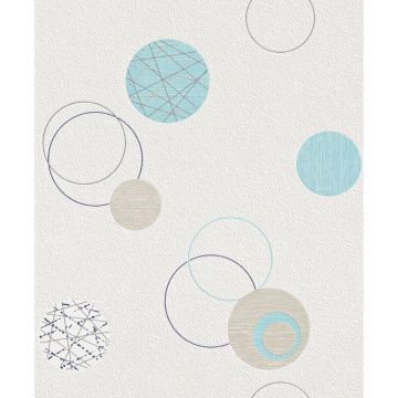 Tapet Best of Rasch 475913, model geometric, albastru-crem, aspect modern, 10 m x 0,53 m