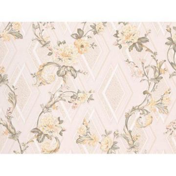 Tapet hartie DPLX Embosat, crem, model floral, 10.05 x 0.53 m