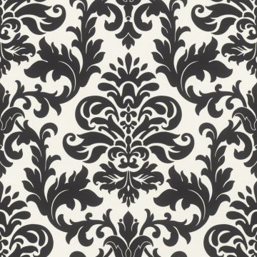 Tapet hartie Rasch Duplex 278507, alb/negru, model floral, 10 x 0.53 m