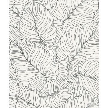 Tapet vinil Phoenix, model vegetal, alb, 10 m x 53 cm