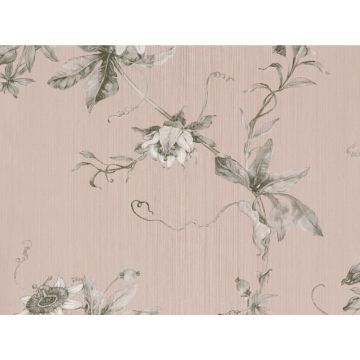 Tapet vinil Preloved Passion 220902, model floral, roz/gri,  0.53 x 10 m