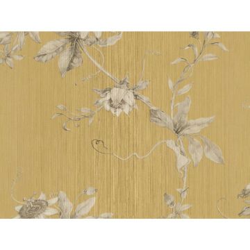 Tapet vinil Preloved Passion 220903, model floral, galben/gri,  0.53 x 10 m
