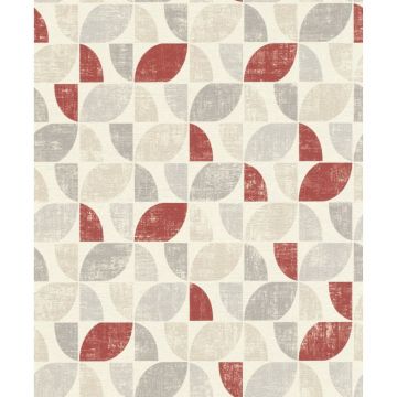 Tapet vinil Rasch Selection 519822, bej+rosu+gri, model geometric, 10 x 0.53 m