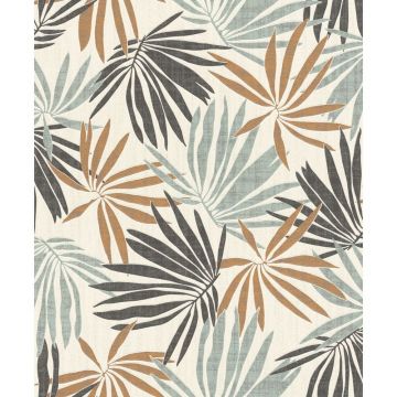 Tapet vinil Rasch Yukatan  535433, bej+alb+verde, model vegetal, 10 x 0.53 m