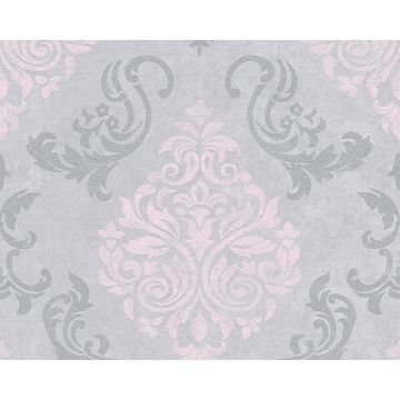 Tapet vlies AS Creation Memory 953726, gri si roz, aspect clasic, 10 x 0.53 m