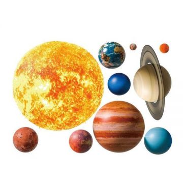 Sticker decorativ Sistem Solar, 10 Piese