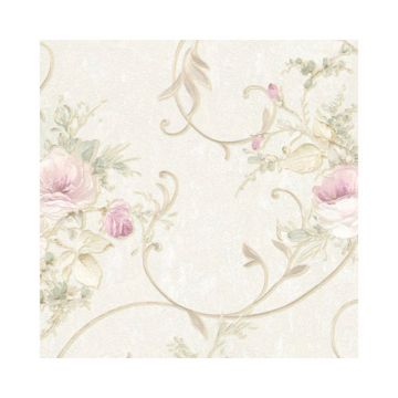 Tapet Romantica 3, crem, model floral, 0.53 x 10 m
