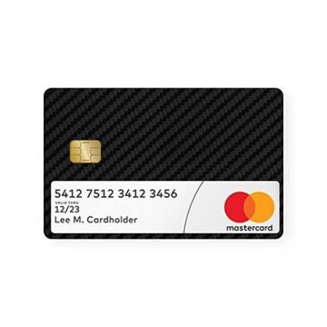 Folie Skin Autocolanta pentru Carduri bancare, cu Cip Mic dreptunghiular, Negru carbon, acoperire partiala