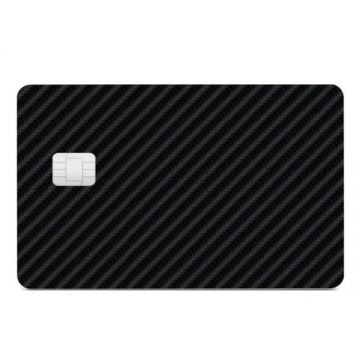 Folie Skin Autocolanta pentru Carduri bancare, cu Cip Mic dreptunghiular, Negru carbon, acoperire totala