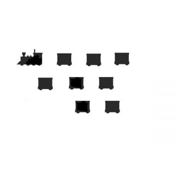 Set stickere decorativ, Trenulet, Negru, 1 x Locomotiva 36x23cm, 8 x Vagon 19x15cm Set stickere decorativ, Trenulet, Negru, 1 x Locomotiva 36x23cm, 8 x Vagon 19x15cm