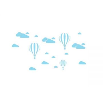 Set stickere decorative, Baloane si norisori, albastru, 5 coli 30x32 cm