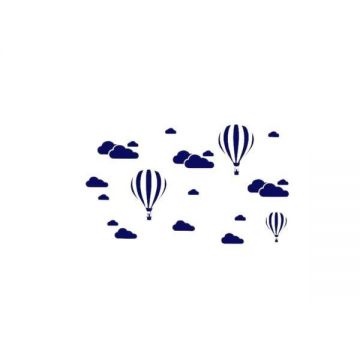 Set stickere decorative, Baloane si norisori, albastru inchis, 5 coli 30x32 cm