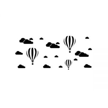 Set stickere decorative, Baloane si norisori, negru, 5 coli 30x32 cm