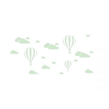 Set stickere decorative, Baloane si norisori, verde fluorescent, 5 coli 30x32 cm
