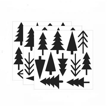 Set stickere decorative, Copacei, negre, 3 coli 25x25 cm, aprox 30buc