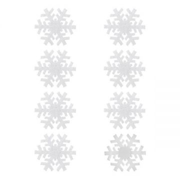 Set stickere decorative Craciun, Fulgi albi de zapada, 8 bucati, 18x18 cm