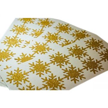 Set stickere decorative Craciun, fulgi aurii, 8 bucati, 8x8 cm