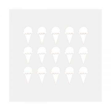 Set stickere decorative, Inghetata, alb, 38x35 cm, 15 buc
