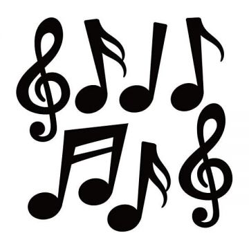 Set stickere decorative, Note muzicale, Negru, 40 buc, 8 note diferite
