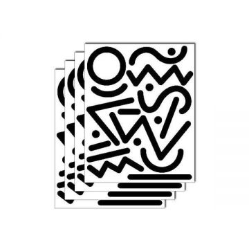 Set stickere decorative perete, linii geometrice abstracte, 4 buc, negru, 28x35 cm