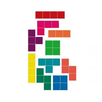 Set stickere decorative, TETRIS, Multicolor, 39 patratele x15 cm