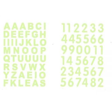 Set stickere fosforescente decorative, Litere si Cifre, 12 coli 20x13