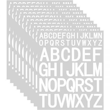 Sticker, Alfabet, Alb, 10 seturi, 2.5-7.5 cm