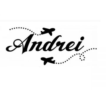 Sticker decorativ, Avion Andrei, negru, 118x47 cm