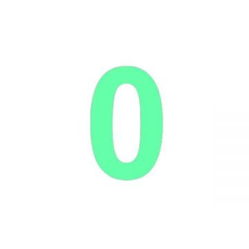 Sticker decorativ, Cifre autoadezive, Cifra 0, inaltime 10 cm, verde fluorescent