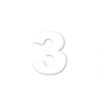 Sticker decorativ, Cifre autoadezive, Cifra 3, inaltime 10 cm, alb