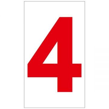Sticker decorativ, Cifre autoadezive, Cifra 4, inaltime 10 cm, rosu