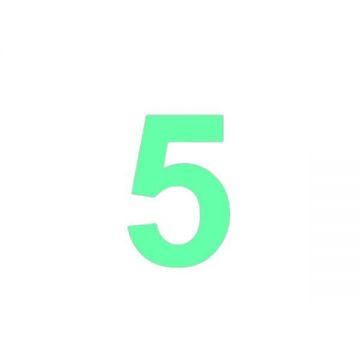 Sticker decorativ, Cifre autoadezive, Cifra 5, inaltime 10 cm, verde fluorescent