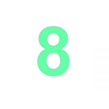 Sticker decorativ, Cifre autoadezive, Cifra 8, inaltime 10 cm, verde fluorescent
