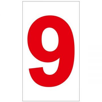Sticker decorativ, Cifre autoadezive, Cifra 9, inaltime 10 cm, rosu