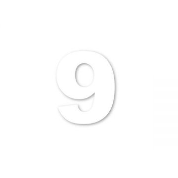 Sticker decorativ, Cifre autoadezive, Cifra 9, inaltime 15 cm, alb