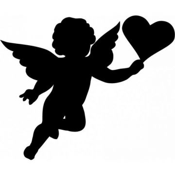Sticker decorativ, Cupidonul, Negru, 67x55 cm