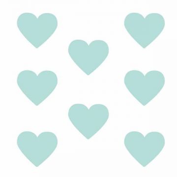 Sticker decorativ, Duragon, perete, Inimi, albastru, 24 bucati, 10.5x9 cm