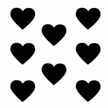 Sticker decorativ, Duragon, perete, Inimi, negru, 24 bucati, 10.5x9 cm