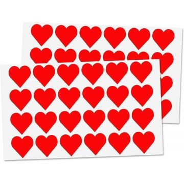 Sticker decorativ, Duragon, perete, Inimi, rosu, 24 bucati, 10.5x9 cm