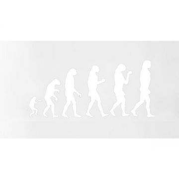 Sticker decorativ, Evolutia omului din maimuta, alb, 140x62 cm