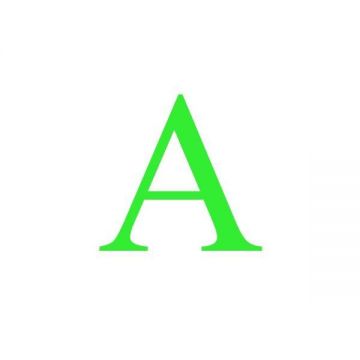 Sticker decorativ, Litera A, inaltime 20 cm, verde fluorescent