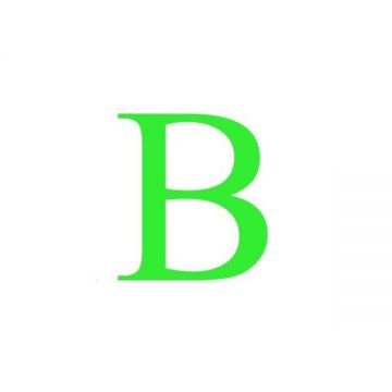 Sticker decorativ, Litera B, inaltime 20 cm, verde fluorescent