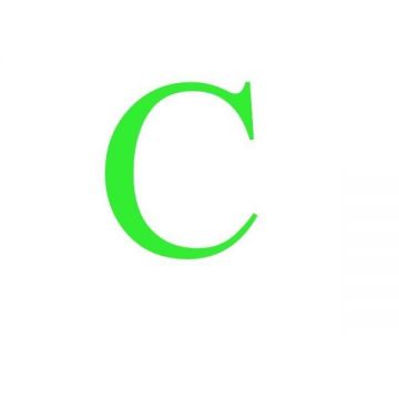 Sticker decorativ, Litera C, inaltime 20 cm, verde fluorescent