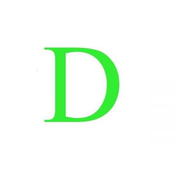 Sticker decorativ, Litera D, inaltime 20 cm, verde fluorescent