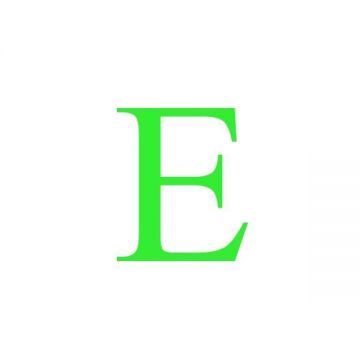 Sticker decorativ, Litera E, inaltime 15 cm, verde fluorescent