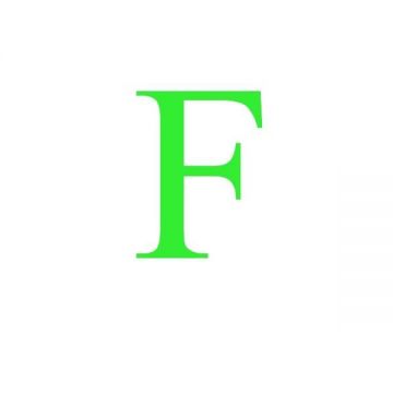 Sticker decorativ, Litera F, inaltime 15 cm, verde fluorescent